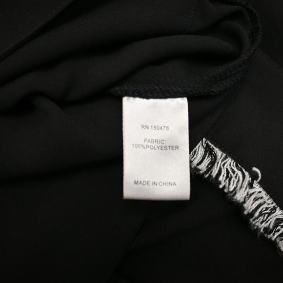 CROSBY Mollie Burch Suzie Tunic Top Black Sz XS Fringe V Neckline Short Sleeve - Picture 6 of 7